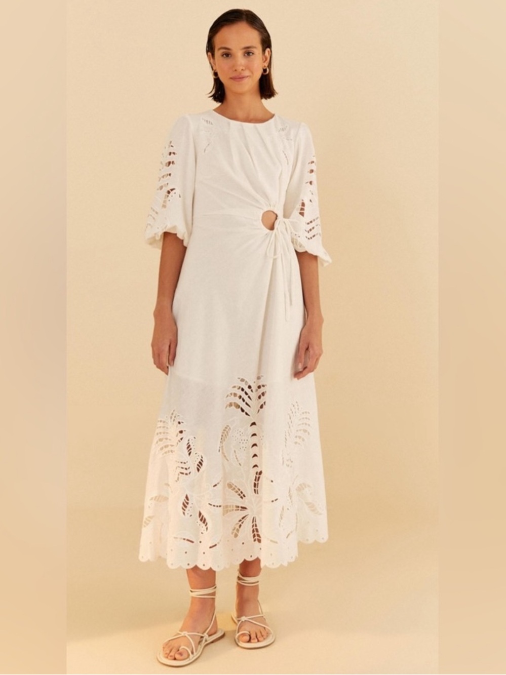 Farm Rip by Anthropologie White midi dress